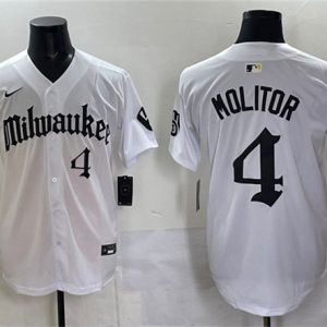 Milwaukee Brewers #4 Paul Molitor White 'Gothic 414 Shadows Edition' Vapor Premier Limited Stitched Jersey