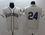 Mariners #24 Ken Griffey Cream Flexbase Authentic Collection Stitched Jersey