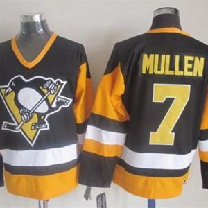 Penguins #7 Joe Mullen Black CCM Throwback Stitched Jersey