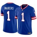 New York Giants #1 Malik Nabers Blue 2024 Draft Throwback Vapor Untouchable Limited Stitched Jersey