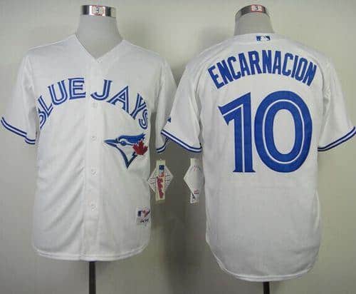 Blue Jays #10 Edwin Encarnacion White Stitched Jersey