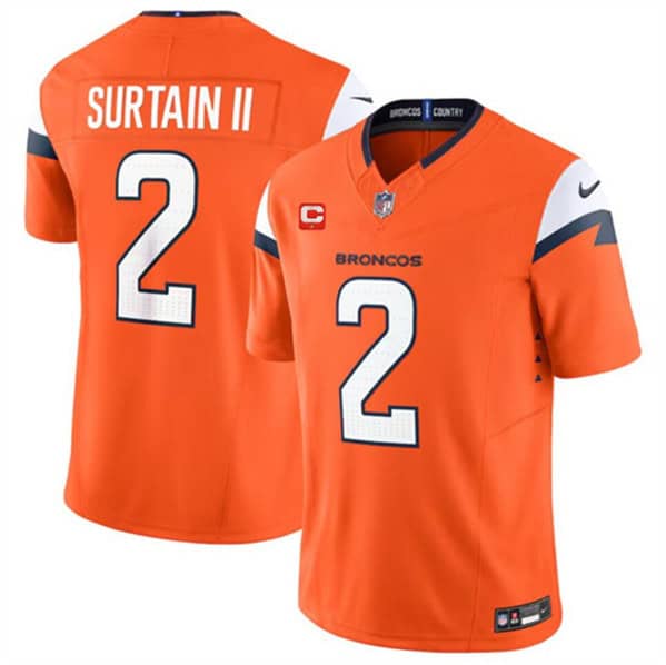 Denver Broncos #2 Pat Surtain II Orange 2024 F.U.S.E. With 1-Star C Patch Vapor Limited Stitched Jersey