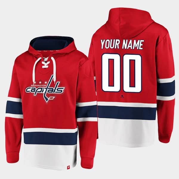Washington Capitals Custom Red All Stitched Sweatshirt Hoodie