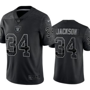 Las Vegas Raiders #34 Bo Jackson Black Reflective Limited Stitched Football Jersey