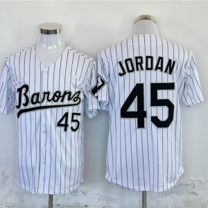 Birmingham Barons #45 Michael Jordan White Throwback Stitched Jersey