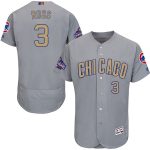 Chicago Cubs #3 David Ross Gray World Series Champions Gold Program Flexbase Stitched Jersey