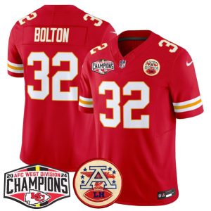 Kansas City Chiefs #32 Nick Bolton Red F.U.S.E. 2024 AFC West Division Champions Vapor Limited Stitched Jersey