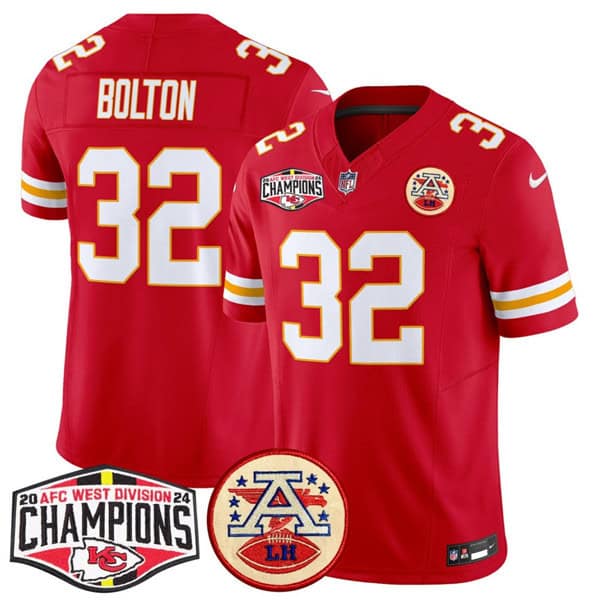 Kansas City Chiefs #32 Nick Bolton Red F.U.S.E. 2024 AFC West Division Champions Vapor Limited Stitched Jersey