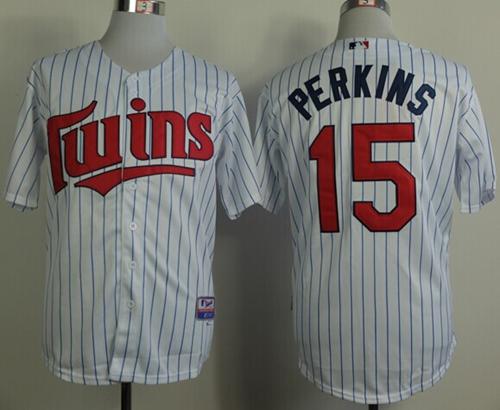 Twins #15 Glen Perkins White(Blue Strip) Cool Base Stitched Jersey