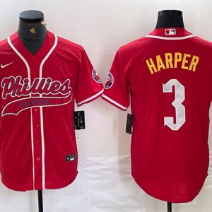 Philadelphia Phillies #3 Bryce Harper Red 2024 City Connect Stitched Jersey