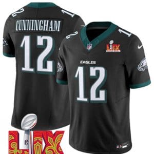 Philadelphia Eagles #12 Randall Cunningham Black 2025 Super Bowl LIX Patch Vapor Untouchable Limited Stitched Jersey