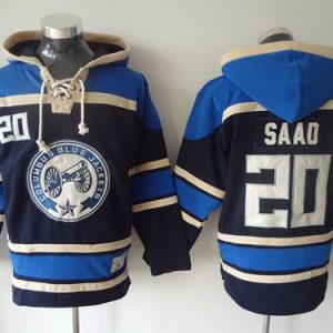 Blue Jackets #20 Brandon Saad Navy Blue Sawyer Hooded Sweatshirt Stitched Jersey