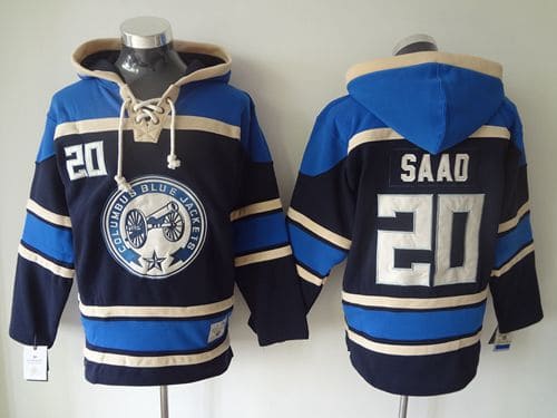 Blue Jackets #20 Brandon Saad Navy Blue Sawyer Hooded Sweatshirt Stitched Jersey