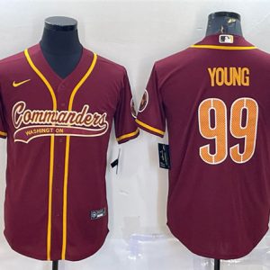 Washington Commanders #99 Chase Young Burgundy With Patch Cool Base Stitched Jersey