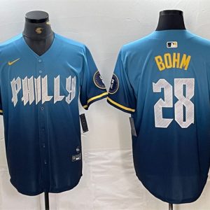 Philadelphia Phillies #28 Alec Bohm Blue 2024 City Connect Limited Stitched Jersey