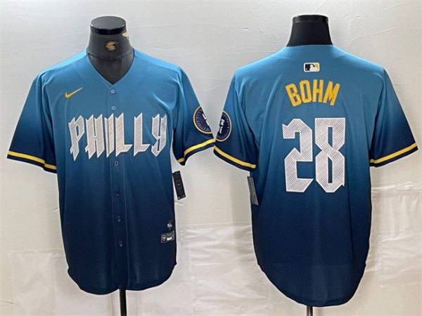 Philadelphia Phillies #28 Alec Bohm Blue 2024 City Connect Limited Stitched Jersey