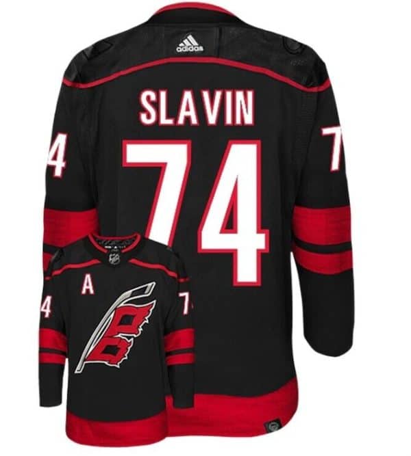Carolina Hurricanes #74 Jaccob Slavin Black Stitched Jersey