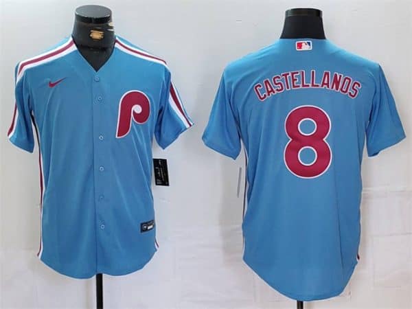 Philadelphia Phillies #8 Nick Castellanos Blue Cool Base Stitched Jersey