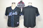 Mets Blank Black Alternate Cool Base W 2015 World Series Patch Stitched Jersey