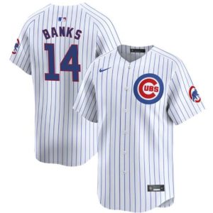 Chicago Cubs #14 Ernie Banks White Cool Base Stitched Jersey