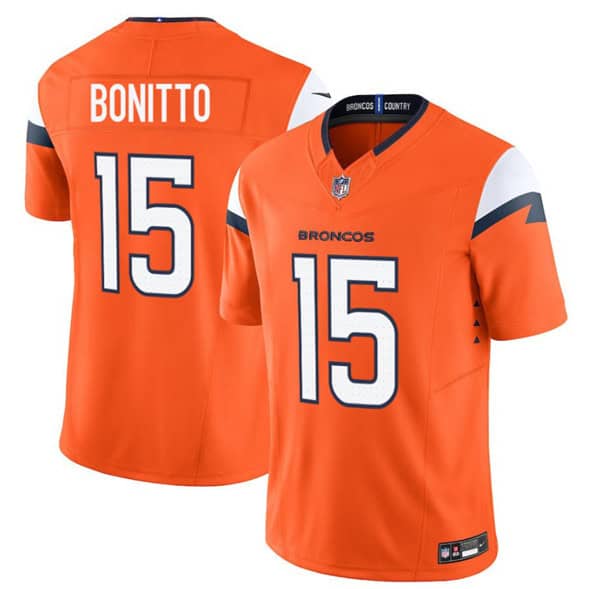 Denver Broncos #15 Nik Bonitto Orange 2025 Draft F.U.S.E. Vapor Limited Football Stitched Jersey