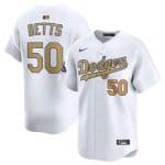Los Angeles Dodgers #50 Mookie Betts White 2025 Gold Collection Limited Stitched Jersey