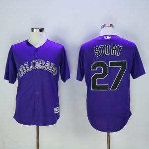 Rockies #27 Trevor Story Purple New Cool Base Stitched Jersey