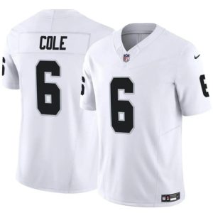 Las Vegas Raiders #6 A.J. Cole White 2025 F.U.S.E. Vapor Untouchable Limited Stitched Jersey
