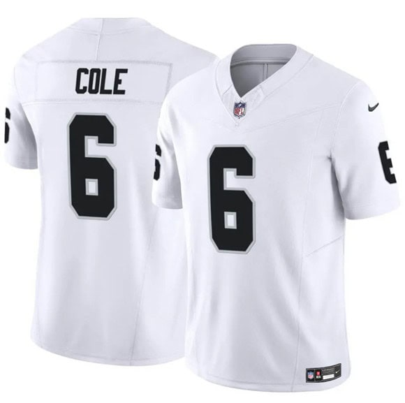 Las Vegas Raiders #6 A.J. Cole White 2025 F.U.S.E. Vapor Untouchable Limited Stitched Jersey
