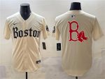 Boston Red Sox Team Big Logo Cream Gothic Vapor Limited Stitched Jersey