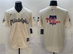 Philadelphia Phillies Team Big Logo Cream Gothic Vapor Limited Stitched Jersey
