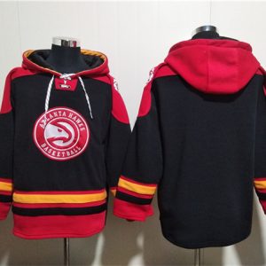 Atlanta Hawks Blank Black Red Lace-Up Pullover Hoodie