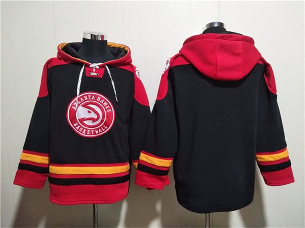 Atlanta Hawks Blank Black Red Lace-Up Pullover Hoodie
