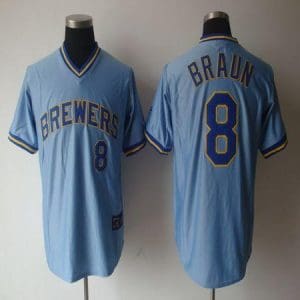 Brewers #8 Ryan Braun Light Blue Cooperstown Stitched Jersey