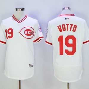 Reds #19 Joey Votto White Flexbase Authentic Collection Cooperstown Stitched Jersey