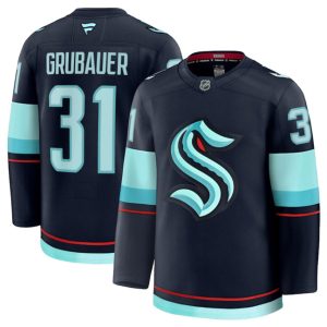 Seattle Kraken #31 Philipp Grubauer Navy 2024-25 Home Stitched Jersey