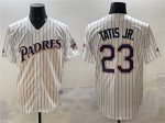 San Diego Padres #23 Fernando Tatis Jr. White Throwback With Patch Cool Base Stitched Jersey
