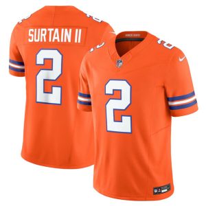 Denver Broncos #2 Pat Surtain II Orange Mile High Collection F.U.S.E. 1977 Throwback Vapor Limited Stitched Jersey