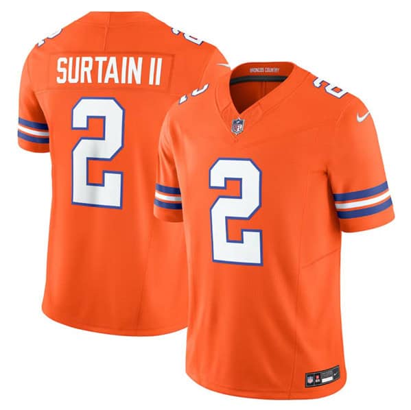 Denver Broncos #2 Pat Surtain II Orange Mile High Collection F.U.S.E. 1977 Throwback Vapor Limited Stitched Jersey
