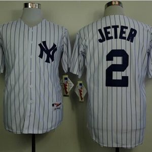 Yankees #2 Derek Jeter White Name On Back Stitched Jersey