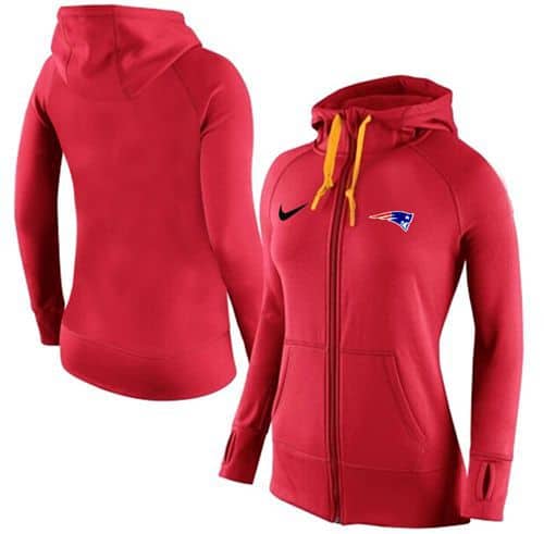 Nike New England Patriots Full-Zip Performance Hoodie Red