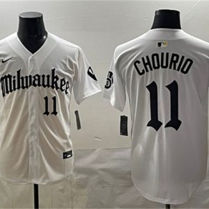 Milwaukee Brewers #11 Jackson Chourio White 'Gothic 414 Shadows Edition' Vapor Premier Limited Stitched Jersey