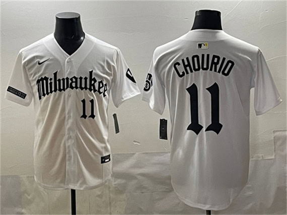 Milwaukee Brewers #11 Jackson Chourio White 'Gothic 414 Shadows Edition' Vapor Premier Limited Stitched Jersey