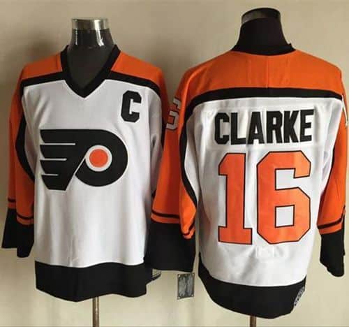 Flyers #16 Bobby Clarke White Black CCM Throwback Stitched Jersey