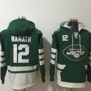New York Jets #12 Joe Namath Green Ageless Must-Have Lace-Up Pullover Hoodie