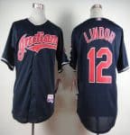 Indians #12 Francisco Lindor Navy Blue Cool Base Stitched Jersey