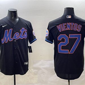 New York Mets #27 Mark Vientos Black Cool Base Stitched Jersey