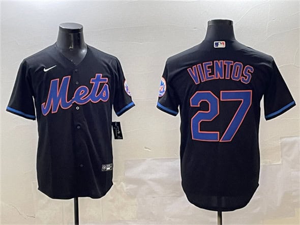 New York Mets #27 Mark Vientos Black Cool Base Stitched Jersey