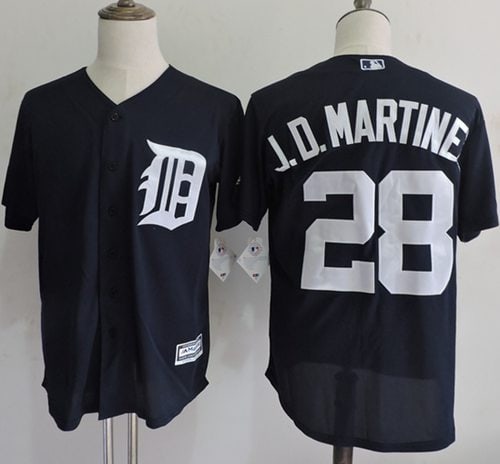 Tigers #28 J. D. Martinez Navy Blue Flexbase Authentic Collection Stitched Jersey