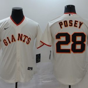 San Francisco Giants #28 Buster PoseyWhite Cool Base Stitched Jersey